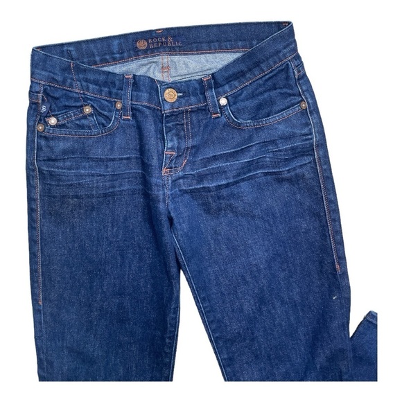 Rock & Republic Wide Leg Dark Wash Denim Jeans Size 26 - Picture 3 of 10